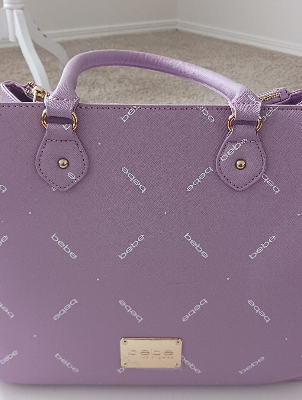 NWT bebe Jasmine Triple Entry Lilac Women's Large Satchel - Picture 1 of 11